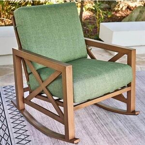 Elegant Green Rocking Chair with Wooden Frame